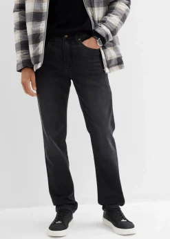 bonprix Große Größen|Sweat|Classic Fit Jeans aus weichem Sweat-Denim mit Komfortbund, Straight schwarz denim