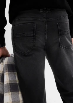 bonprix Große Größen|Sweat|Classic Fit Jeans aus weichem Sweat-Denim mit Komfortbund, Straight schwarz denim