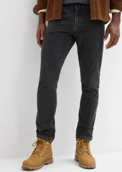 bonprix Große Größen|Basics|Classic Fit Jeans mit Komfortbund, Straight schwarz denim