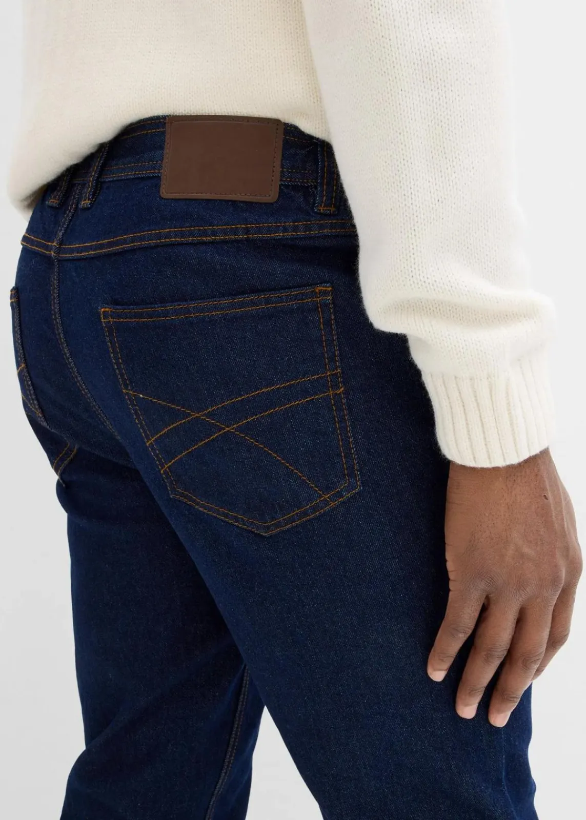 bonprix Jeans|Basics|Classic Fit Jeans mit Komfortbund, Straight dunkelblau denim