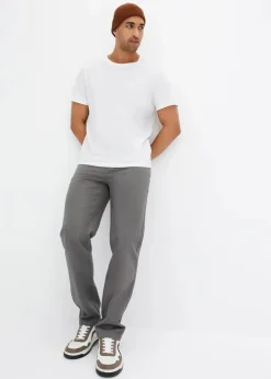 bonprix Hosen|Basics|Classic Fit Stretch-Hose, Straight rauchgrau