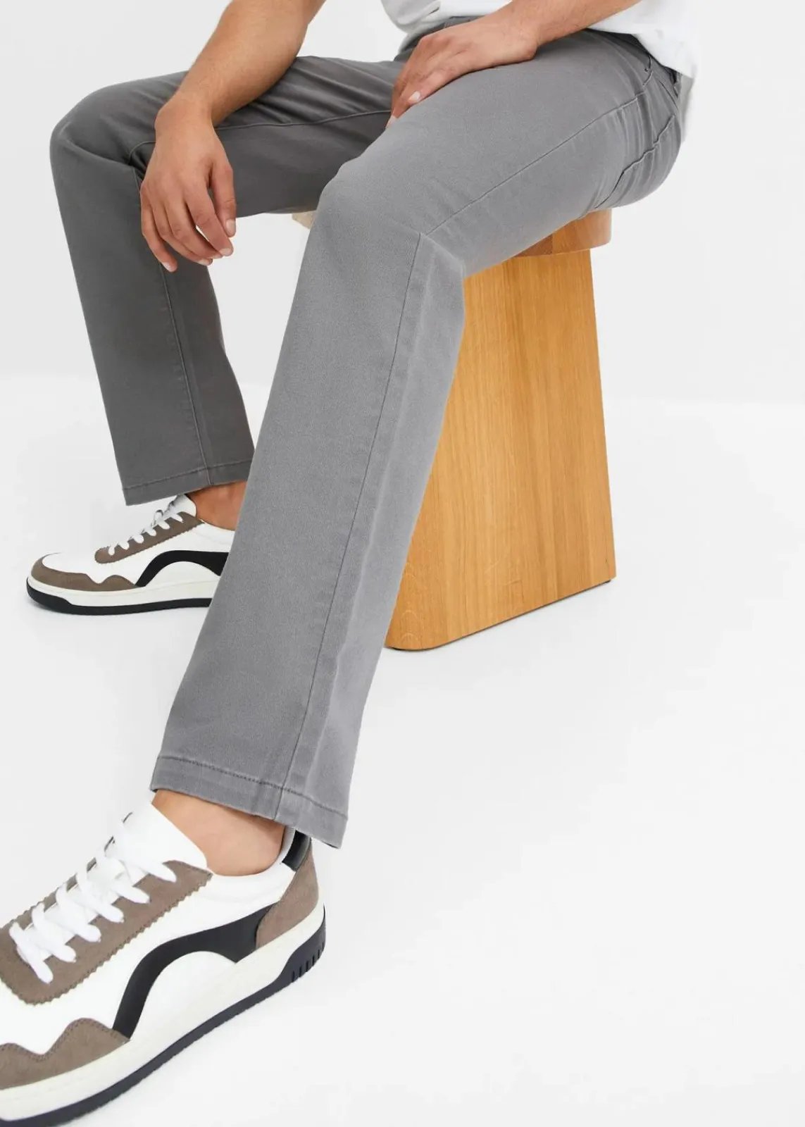 bonprix Hosen|Basics|Classic Fit Stretch-Hose, Straight rauchgrau