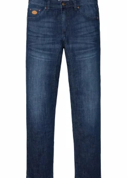 bonprix Große Größen|Jeans|Classic Fit Stretch-Jeans mit verstärktem Schritt, Tapered dunkelblau denim