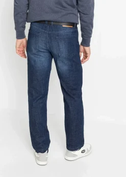 bonprix Große Größen|Jeans|Classic Fit Stretch-Jeans mit verstärktem Schritt, Tapered dunkelblau denim