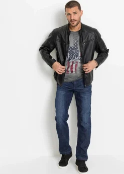 bonprix Große Größen|Jeans|Classic Fit Stretch-Jeans mit verstärktem Schritt, Tapered dunkelblau denim