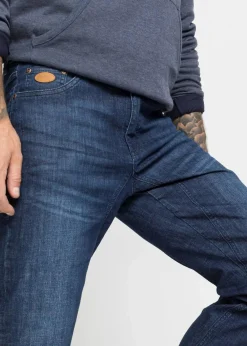 bonprix Große Größen|Jeans|Classic Fit Stretch-Jeans mit verstärktem Schritt, Tapered dunkelblau denim