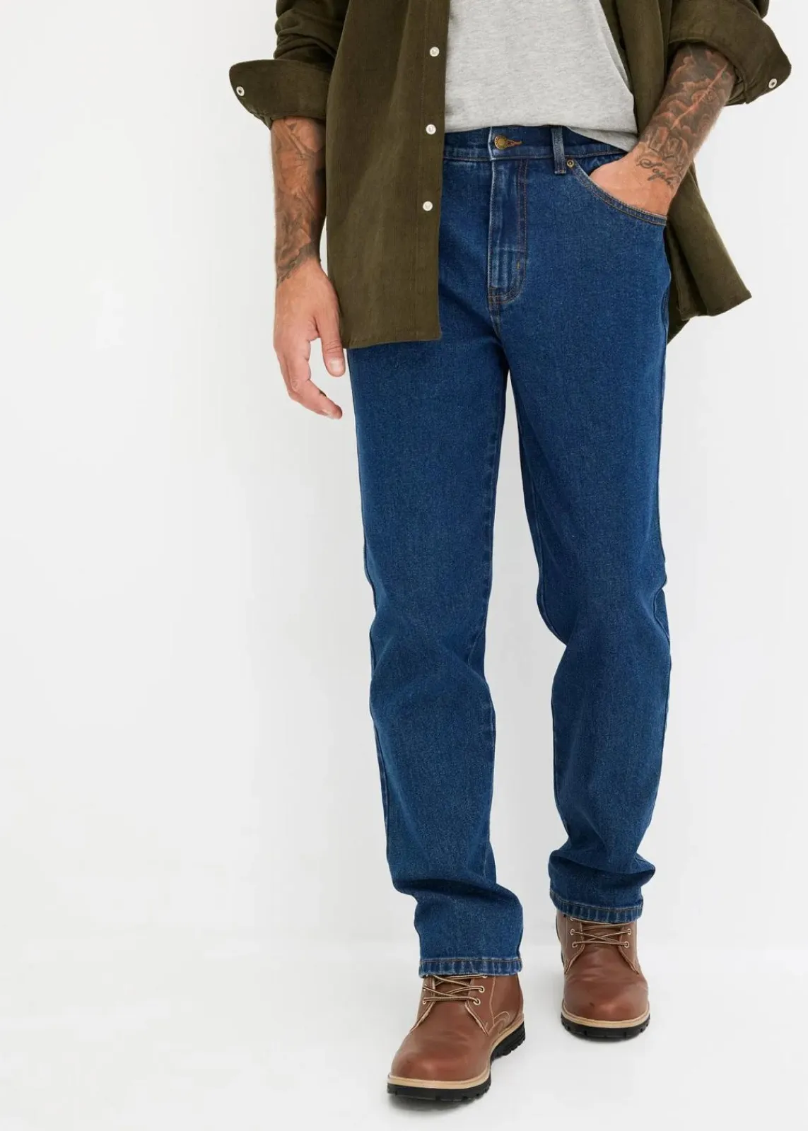 bonprix Jeans|Basics|Classic Fit Stretch-Jeans, Straight dunkelblau denim