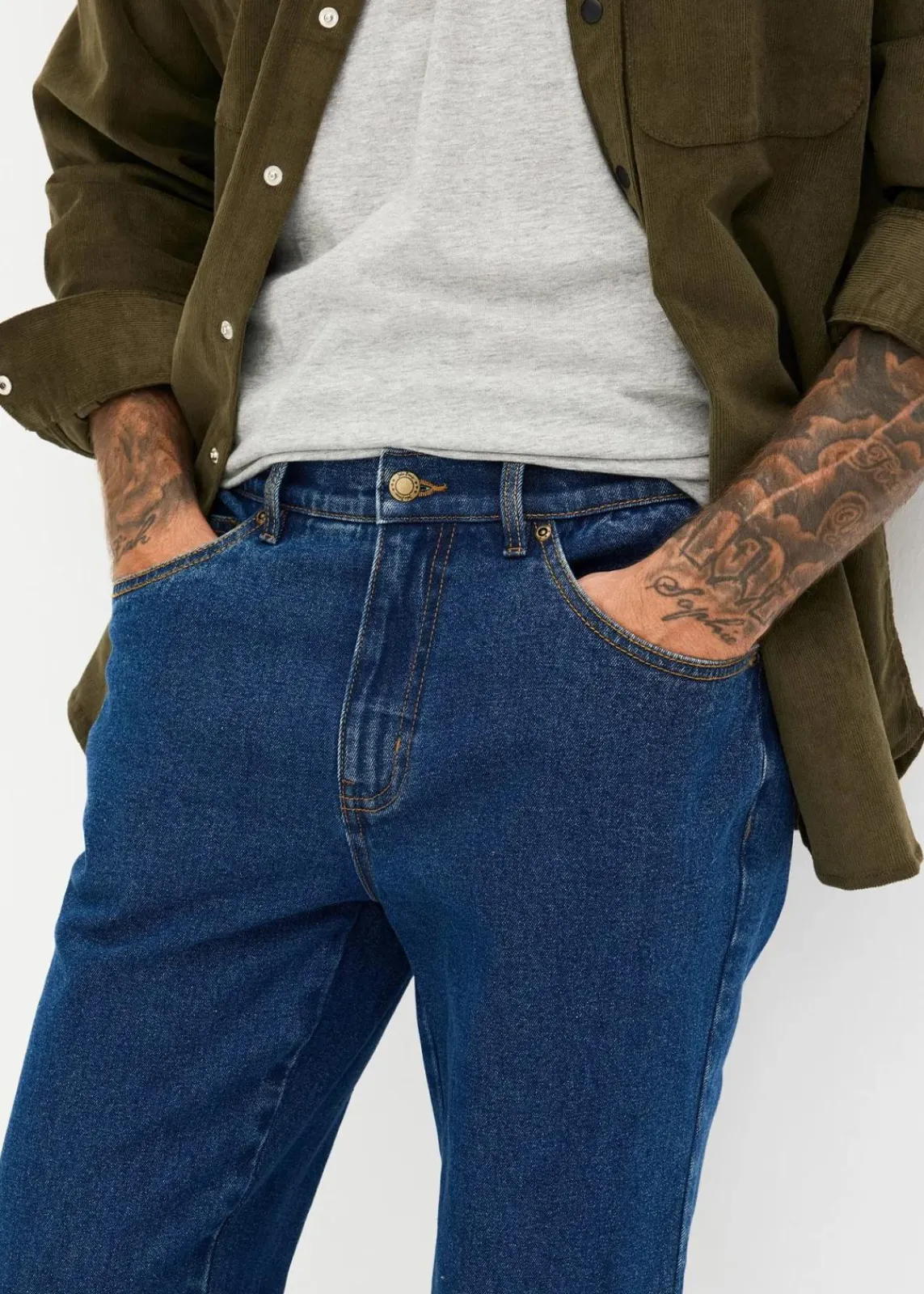 bonprix Jeans|Basics|Classic Fit Stretch-Jeans, Straight dunkelblau denim