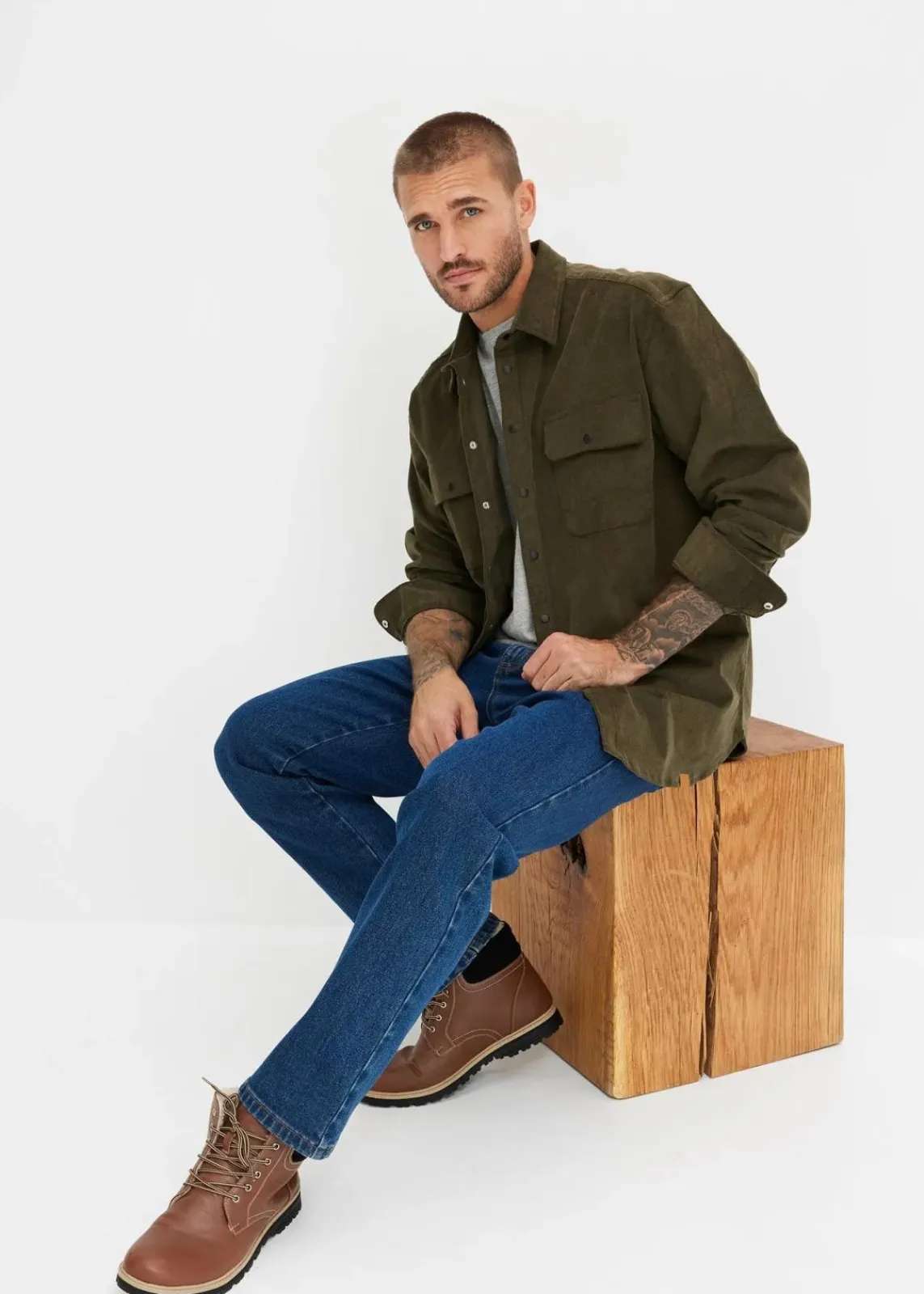 bonprix Jeans|Basics|Classic Fit Stretch-Jeans, Straight dunkelblau denim