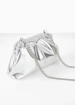 bonprix Taschen|Festliche Mode|Clutch mit abnehmbarem Taschengurt silber metallic
