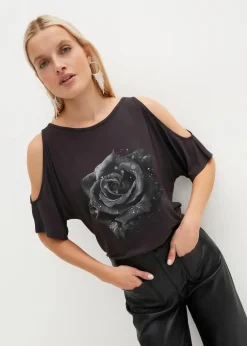 Cold-Shoulder-Shirt aus Viskose|bonprix Sale