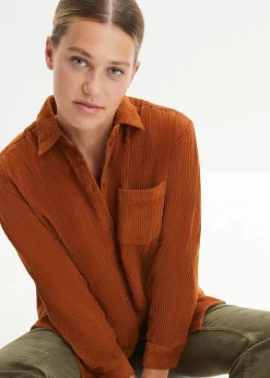 bonprix Blusen & Tuniken|Bekleidung·Jacken & Mäntel|Cordhemd aus reiner Baumwolle bronze