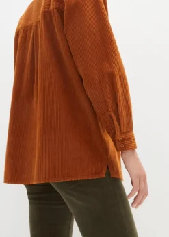 bonprix Blusen & Tuniken|Bekleidung·Jacken & Mäntel|Cordhemd aus reiner Baumwolle bronze