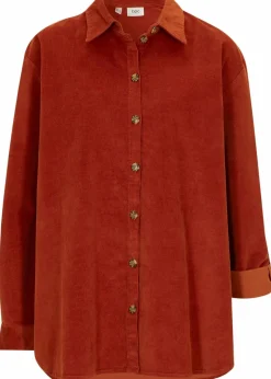 bonprix Blusen & Tuniken|Bekleidung·Jacken & Mäntel|Cord-Hemd mit Seitenschlitz rostbraun