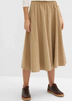 bonprix Bekleidung·Sportbekleidung|Röcke|Cordrock aus Baumwoll-Mix hellkhaki