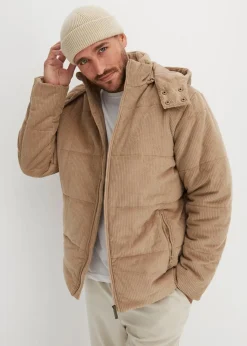 bonprix Jacken & Mäntel|Große Größen|Cord-Steppjacke mit abnehmbarer Kapuze khakibeige