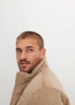 bonprix Jacken & Mäntel|Große Größen|Cord-Steppjacke mit abnehmbarer Kapuze khakibeige