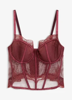 bonprix Große Cups D-H|Dessous|Corsage mit edler Spitze burgunderrot