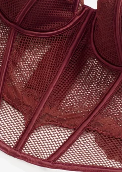 bonprix Große Cups D-H|Dessous|Corsage mit edler Spitze burgunderrot