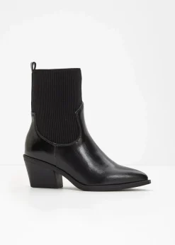 bonprix Stiefeletten|Schuhe & Accessoires In Spezialgrößen·Elastischer Schaft|Cowboy-Boots schwarz