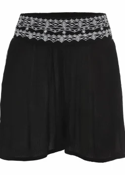bonprix Shorts|Hosen|Crincle-Shorts aus fließender Viskose schwarz/weiß