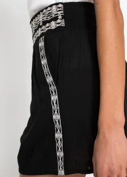 bonprix Shorts|Hosen|Crincle-Shorts aus fließender Viskose schwarz/weiß