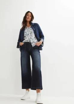 bonprix Bekleidung·Jacken & Mäntel|Blusen & Tuniken|Crinkle-Bluse aus fließender Viskose wollweiß geblümt