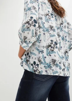 bonprix Bekleidung·Jacken & Mäntel|Blusen & Tuniken|Crinkle-Bluse aus fließender Viskose wollweiß geblümt
