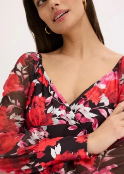 bonprix Bekleidung·Jacken & Mäntel|Blusen & Tuniken|Cropped Blusentop schwarz geblümt