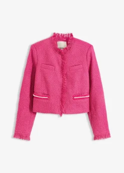 bonprix Bekleidung·Basics|Blazer|Cropped Bouclé-Blazer pink