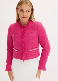 bonprix Bekleidung·Basics|Blazer|Cropped Bouclé-Blazer pink