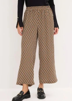 bonprix Bekleidung·Kleider|Nachhaltigere Materialien|Culotte mokkabraun/schwarz graphisch bedruckt
