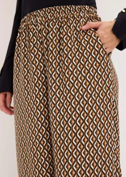 bonprix Bekleidung·Kleider|Nachhaltigere Materialien|Culotte mokkabraun/schwarz graphisch bedruckt