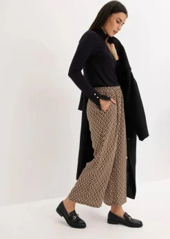bonprix Bekleidung·Kleider|Nachhaltigere Materialien|Culotte mokkabraun/schwarz graphisch bedruckt