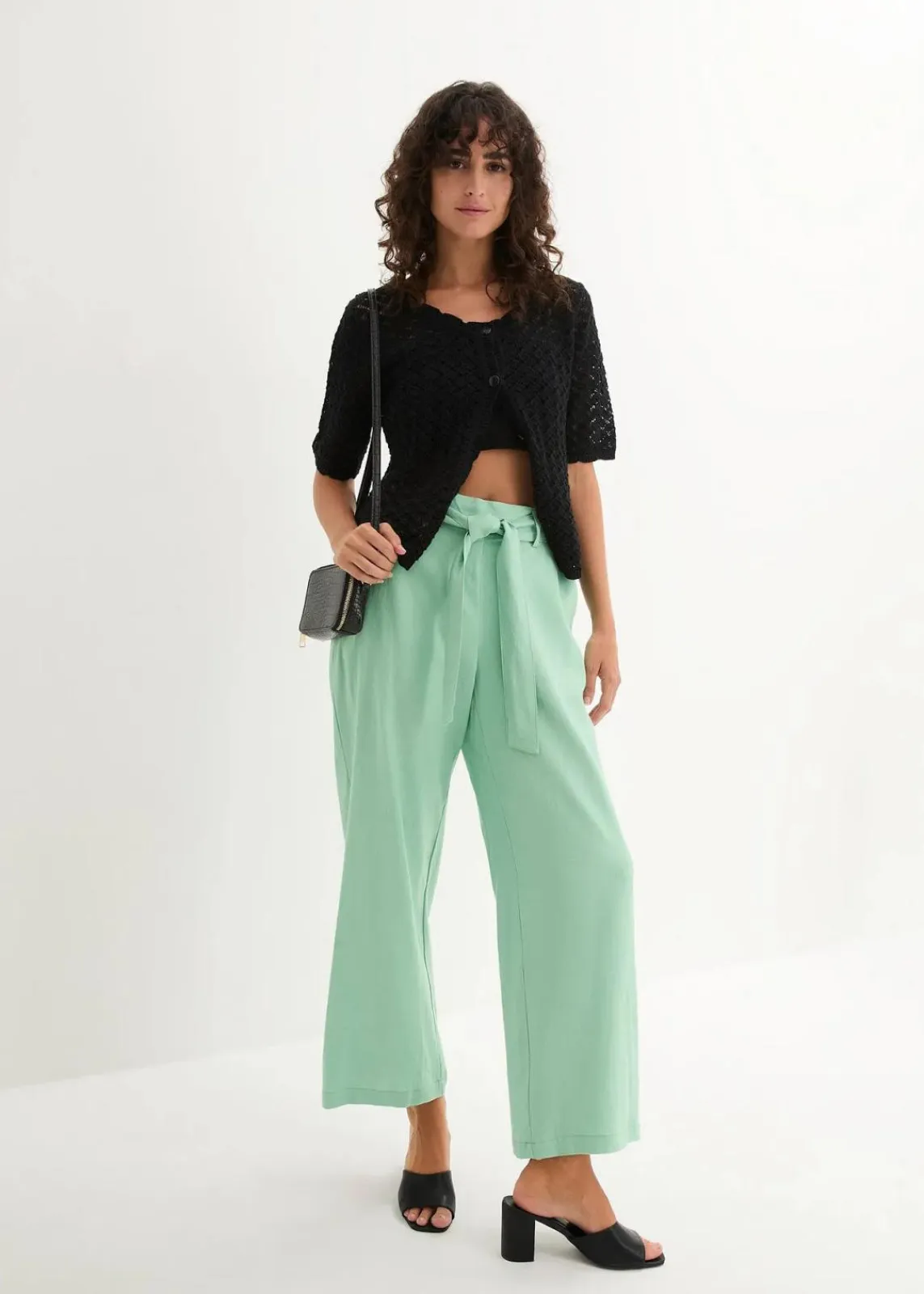 bonprix Bekleidung·Kleider|Hosen|Culotte aus luftigem Leinen-Mix mint