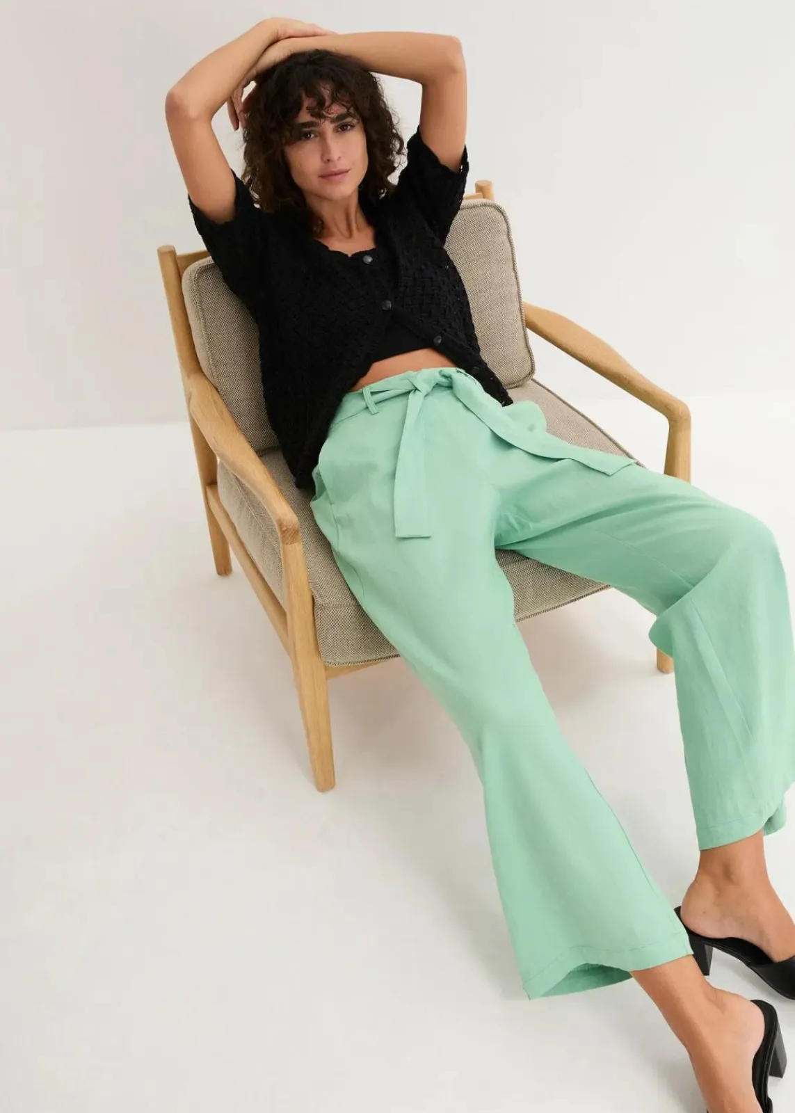 bonprix Bekleidung·Kleider|Hosen|Culotte aus luftigem Leinen-Mix mint