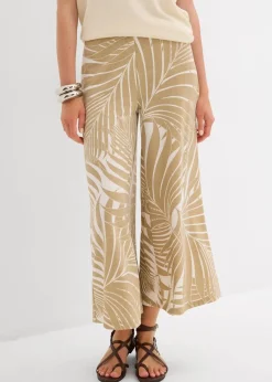 bonprix Bekleidung·Kleider|Hosen|Culotte aus softem Viskose-Mix wollweiß/new beige bedruckt