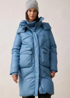 bonprix Bekleidung·Hosen|Nachhaltigere Materialien|Daunenmantel mit recycelten Daunen, wasserabweisend wellenblau