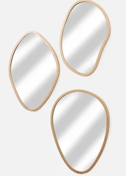 bonprix Spiegel|Deko Wandspiegel in organischen Formen (3-tlg. Set) goldfarben