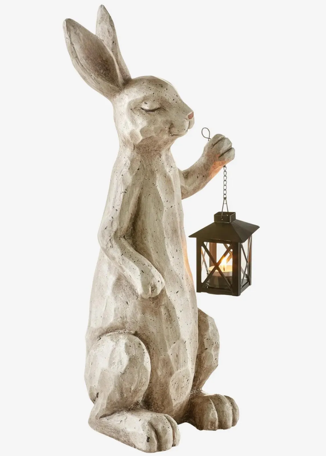 bonprix Wohnaccessoires|Deko-Figur Hase mit Laterne hellgrau