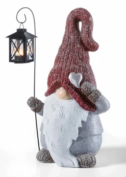 bonprix Wohnaccessoires|Weihnachtsdeko & -Textilien·Dekoration|Deko-Figur mit Laterne rot/grau