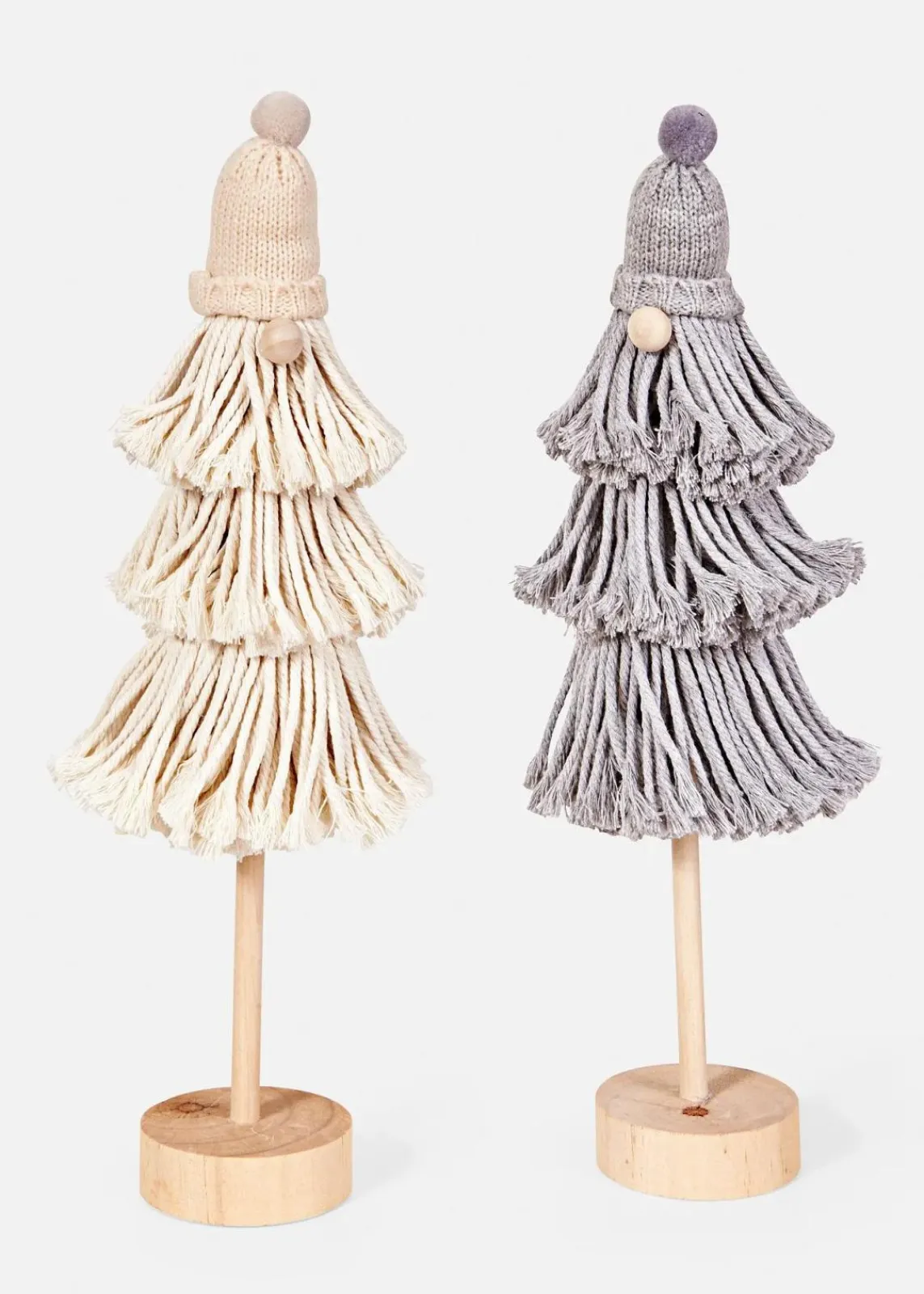 bonprix Wohnaccessoires|Weihnachtsdeko & -Textilien·Beleuchtung|Deko-Figur Wichtel in Zotteloptik (2er Pack) creme/grau