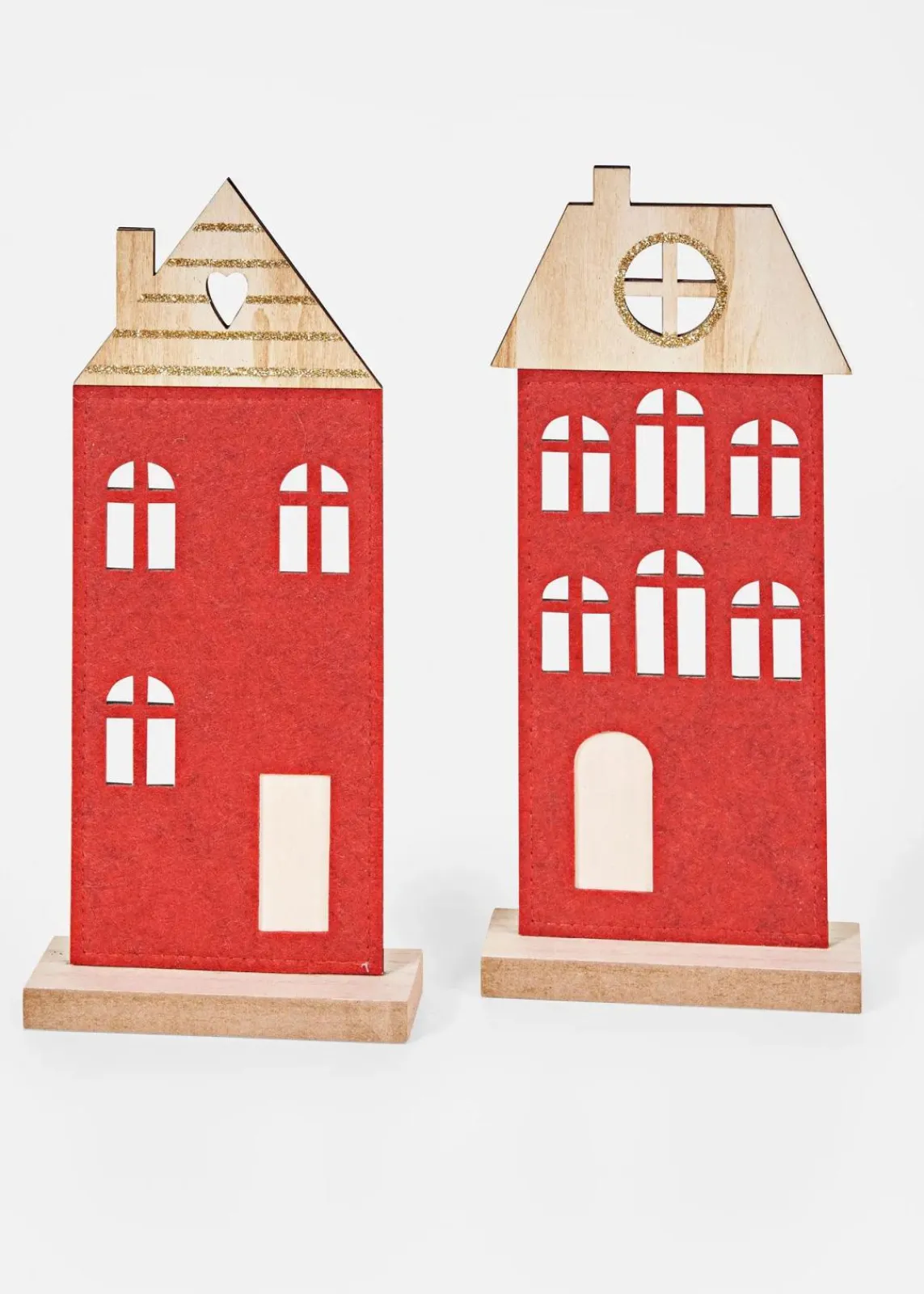 bonprix Wohnaccessoires|Weihnachtsdeko & -Textilien·Beleuchtung|Deko-Objekt Häuser (2er Pack) dunkelrot/natur