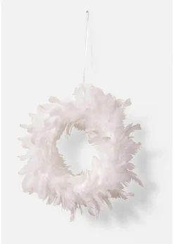 bonprix Wohnaccessoires|Weihnachtsdeko & -Textilien·Beleuchtung|Deko-Objekt Kranz mit Federn weiß