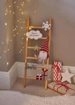 bonprix Wohnaccessoires|Weihnachtsdeko & -Textilien·Dekoration|Deko-Objekt Leiter mit Wichtel natur/rot