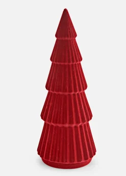 bonprix Wohnaccessoires|Weihnachtsdeko & -Textilien·Beleuchtung|Deko-Objekt Tannenbaum mit Samtüberzug rot