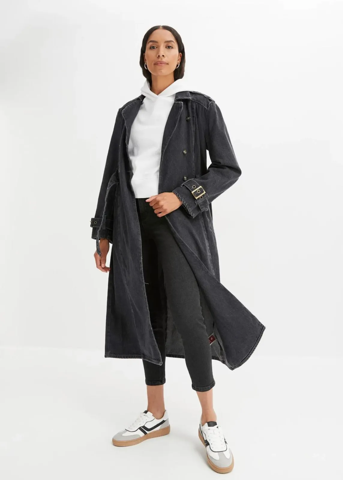 bonprix Jacken & Mäntel|Bekleidung·Hosen|Denim Trenchcoat grau denim