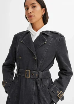 bonprix Jacken & Mäntel|Bekleidung·Hosen|Denim Trenchcoat grau denim