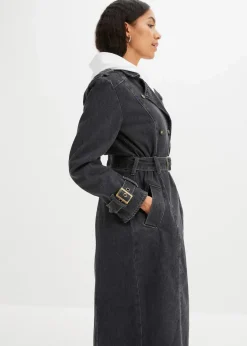 bonprix Jacken & Mäntel|Bekleidung·Hosen|Denim Trenchcoat grau denim