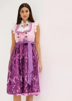 bonprix Bekleidung·Pullover & Strickjacken|Kleider|Dirndl mit Pailletten Schürze (2-tlg.Set) helllila/pfingstrose/beere